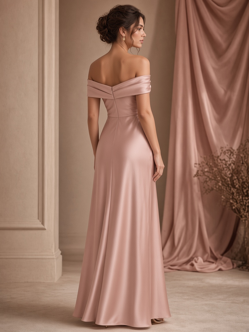 Camille Off-Shoulder Gown by Maison Aurelia Off-shoulder gown in Blush, available to rent