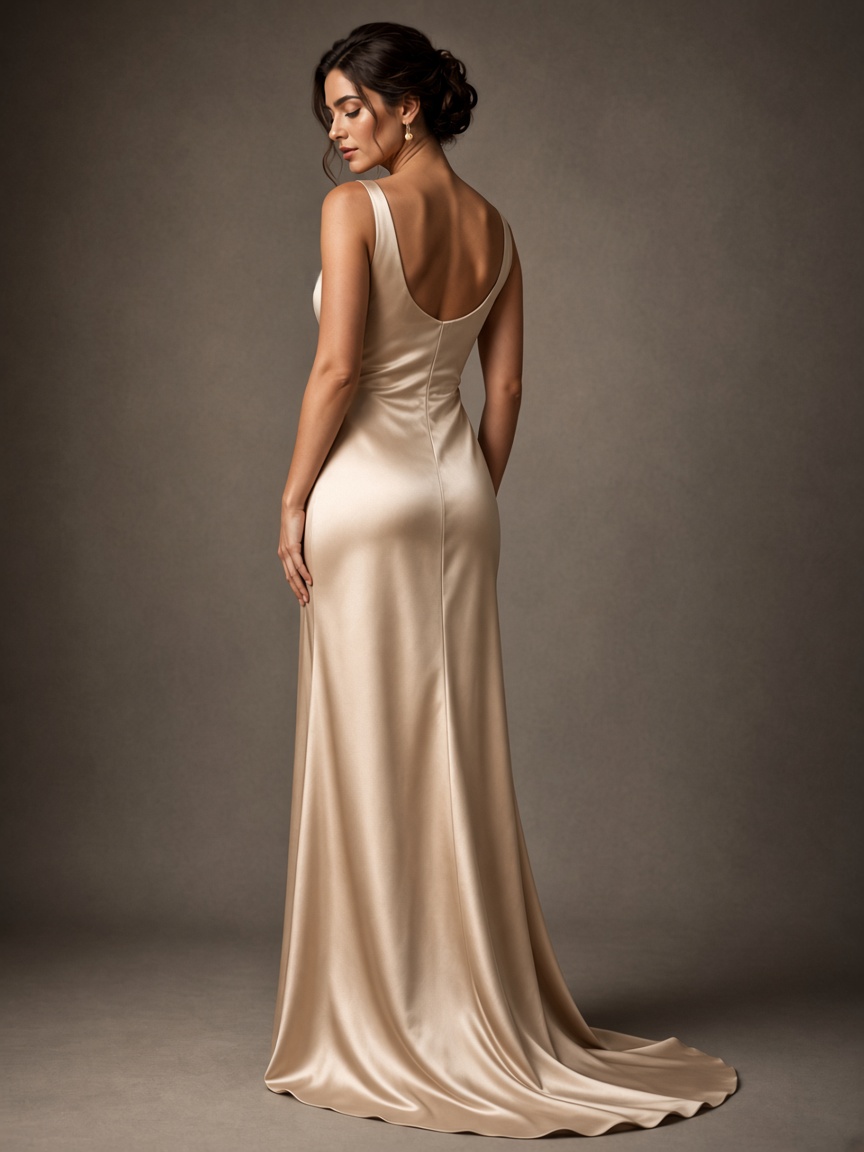 Celeste Satin Gown by Maison Aurelia Column gown in Champagne, available to rent