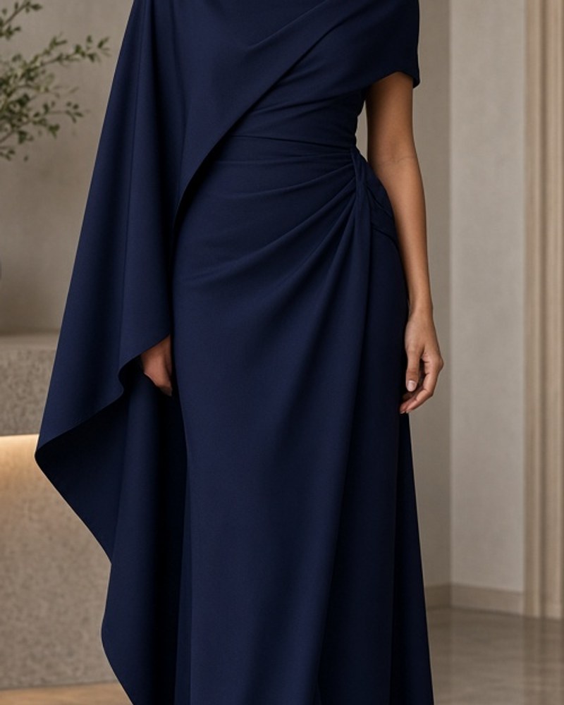 Indra Cape Pre-Drape Saree by Indra Cape Studio Indo-western pre-drape in Midnight, available to rent