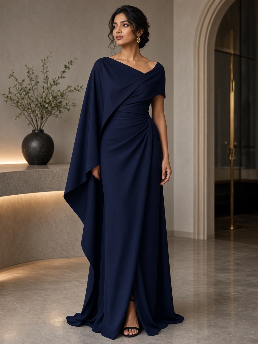 Indra Cape Pre-Drape Saree by Indra Cape Studio Indo-western pre-drape in Midnight, available to rent