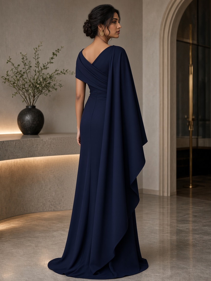 Indra Cape Pre-Drape Saree by Indra Cape Studio Indo-western pre-drape in Midnight, available to rent