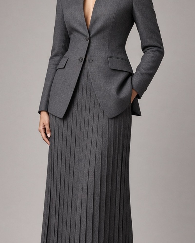 Indra Structured Jacket Lehenga by Indra Cape Studio Jacket lehenga in Graphite, available to rent