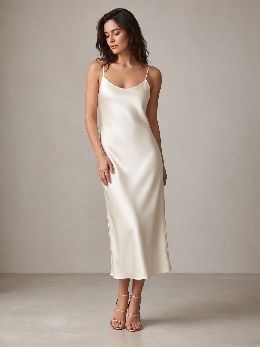 Isabella Silk Slip Dress by Celine Rowe Bias slip in Ivory, available to rent