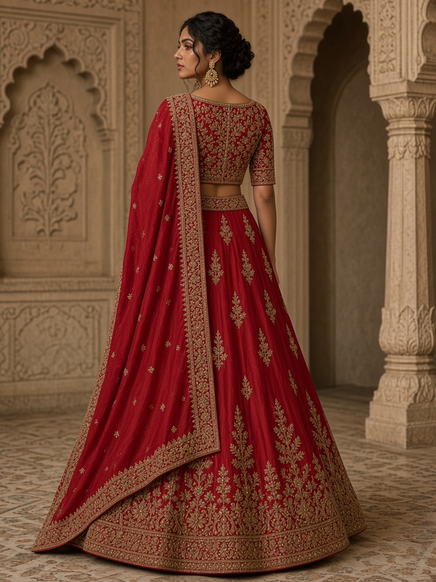 Meher Crimson Bridal Lehenga by Atelier Meher Bridal lehenga in Crimson, available to rent