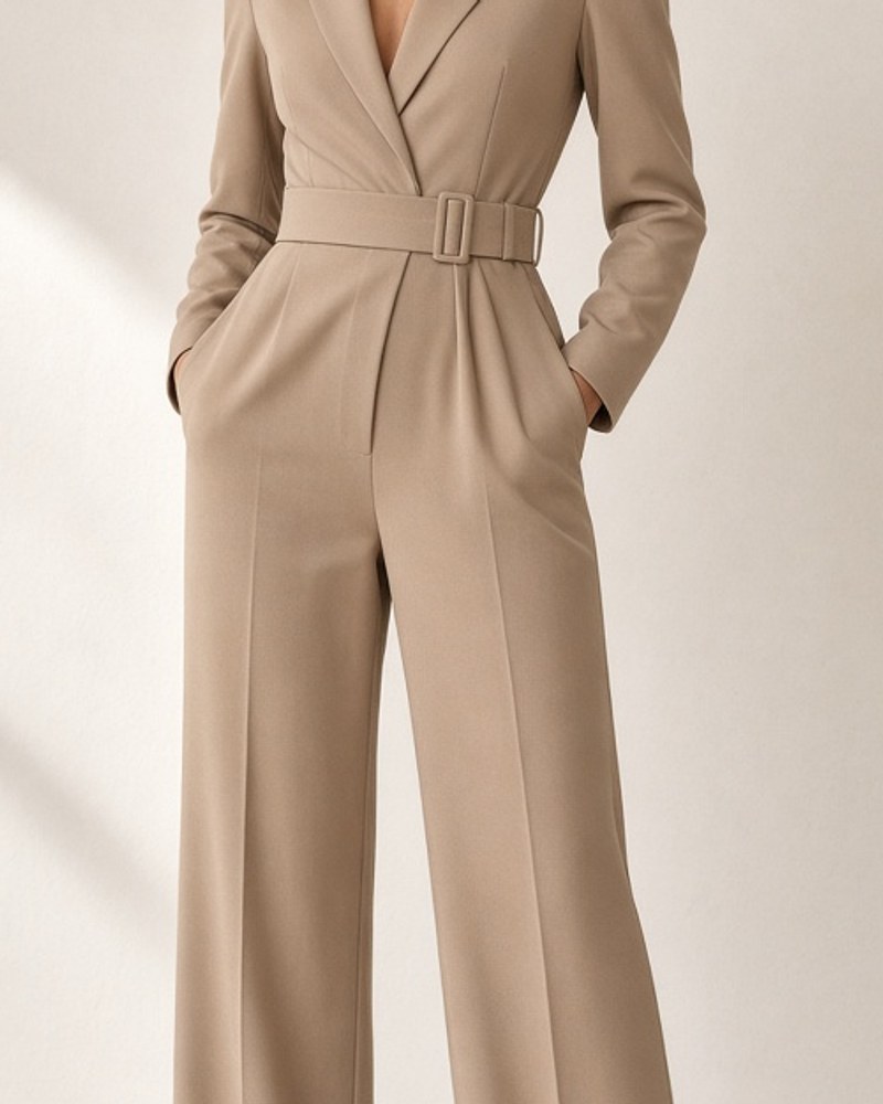 Meridian Sand Jumpsuit by Meridian Cloth Tailored jumpsuit in Sand, available to rent