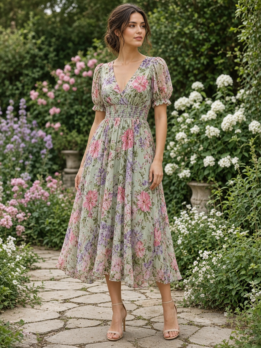 Mira Garden Floral Midi by Mira & Co. Floral midi in Garden Floral, available to rent