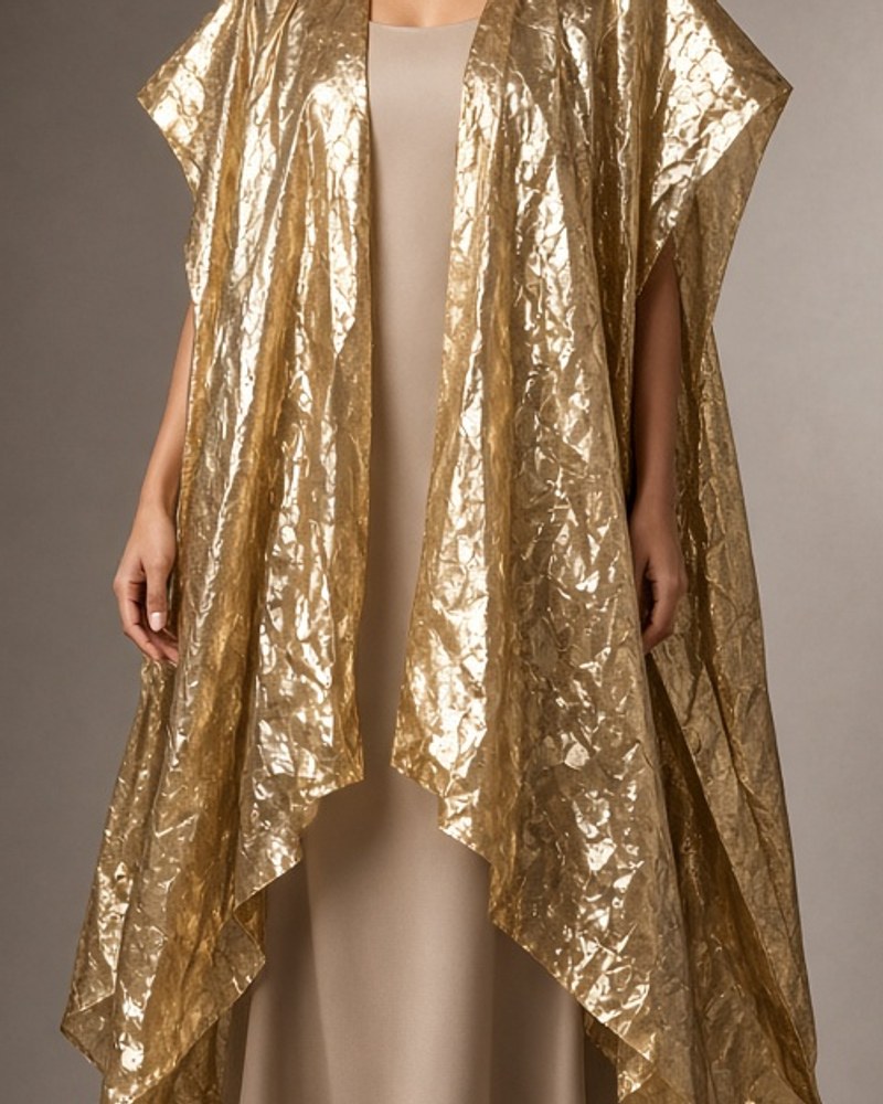 Noor Gold Cape Dress by Noor by Isha Cape dress in Gold, available to rent