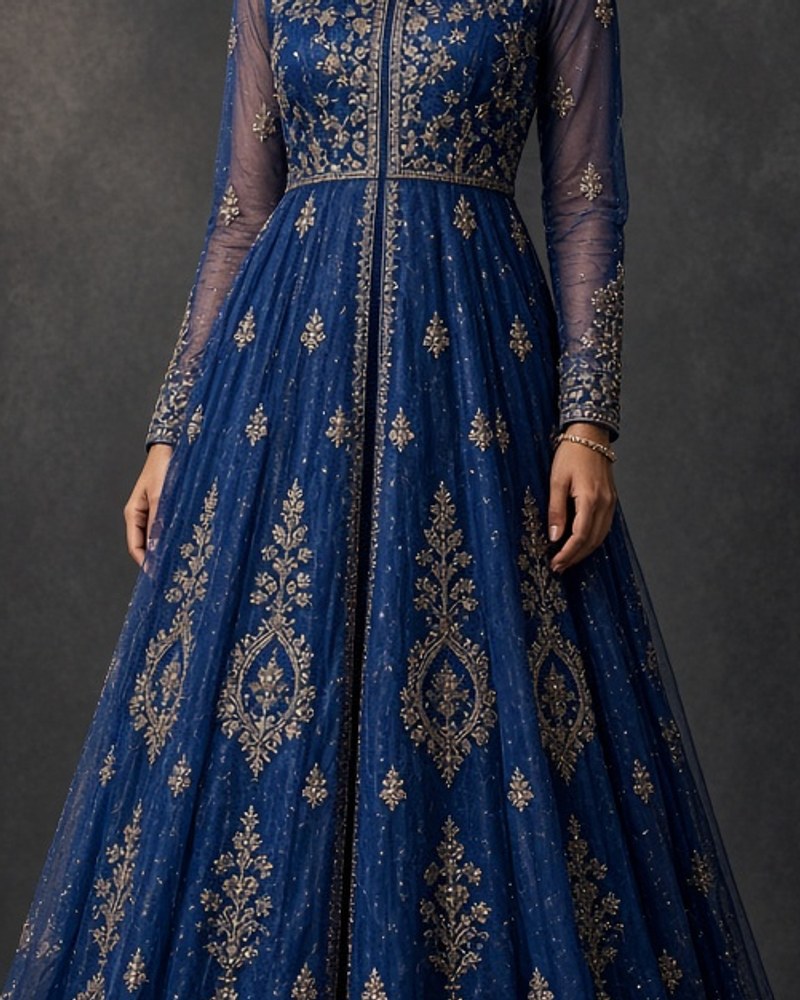 Noor Cobalt Party Anarkali by Noor by Isha Party Anarkali in Cobalt, available to rent
