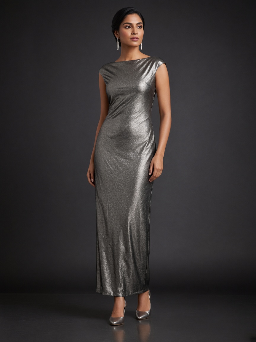 Noor Pewter Metallic Column by Noor by Isha Metallic column in Pewter, available to rent