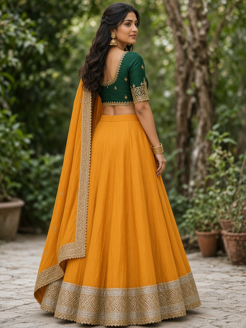 Palash Marigold Festive Lehenga by Palash House Festive lehenga in Marigold, available to rent
