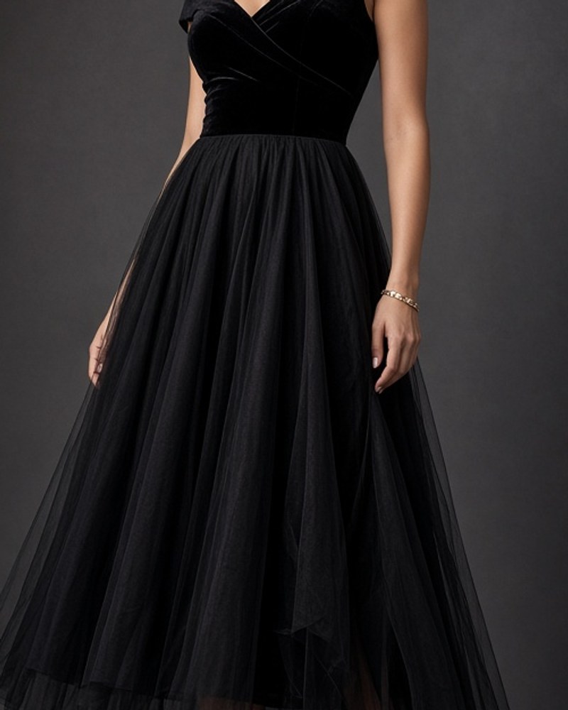 Quin Contemporary Party Tulle by House of Quin Party tulle midi in Black, available to rent