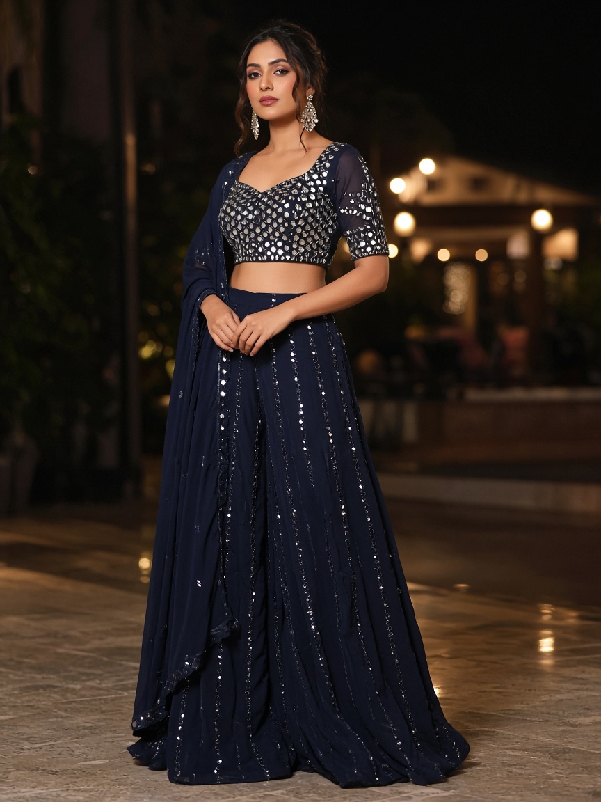 Saanvi Midnight Party Sharara by Saanvi & Co. Designer sharara in Midnight, available to rent