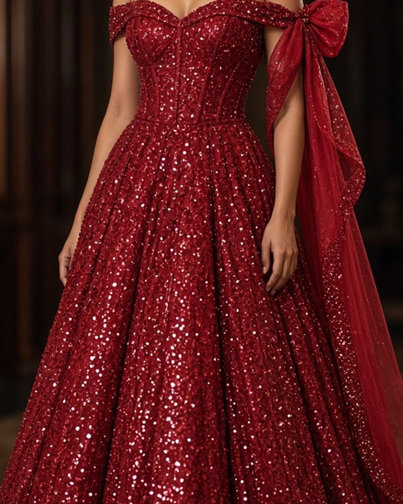 Sitara Ruby Cocktail Lehenga by Sitara Night Cocktail lehenga in Ruby, available to rent