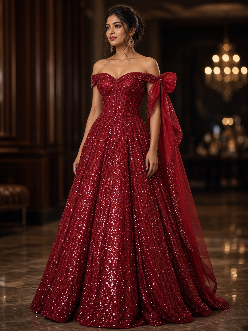 Sitara Ruby Cocktail Lehenga by Sitara Night Cocktail lehenga in Ruby, available to rent